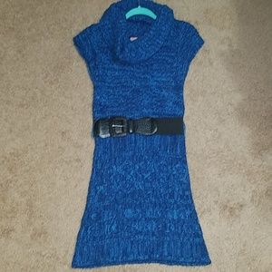 Blue sweater dress